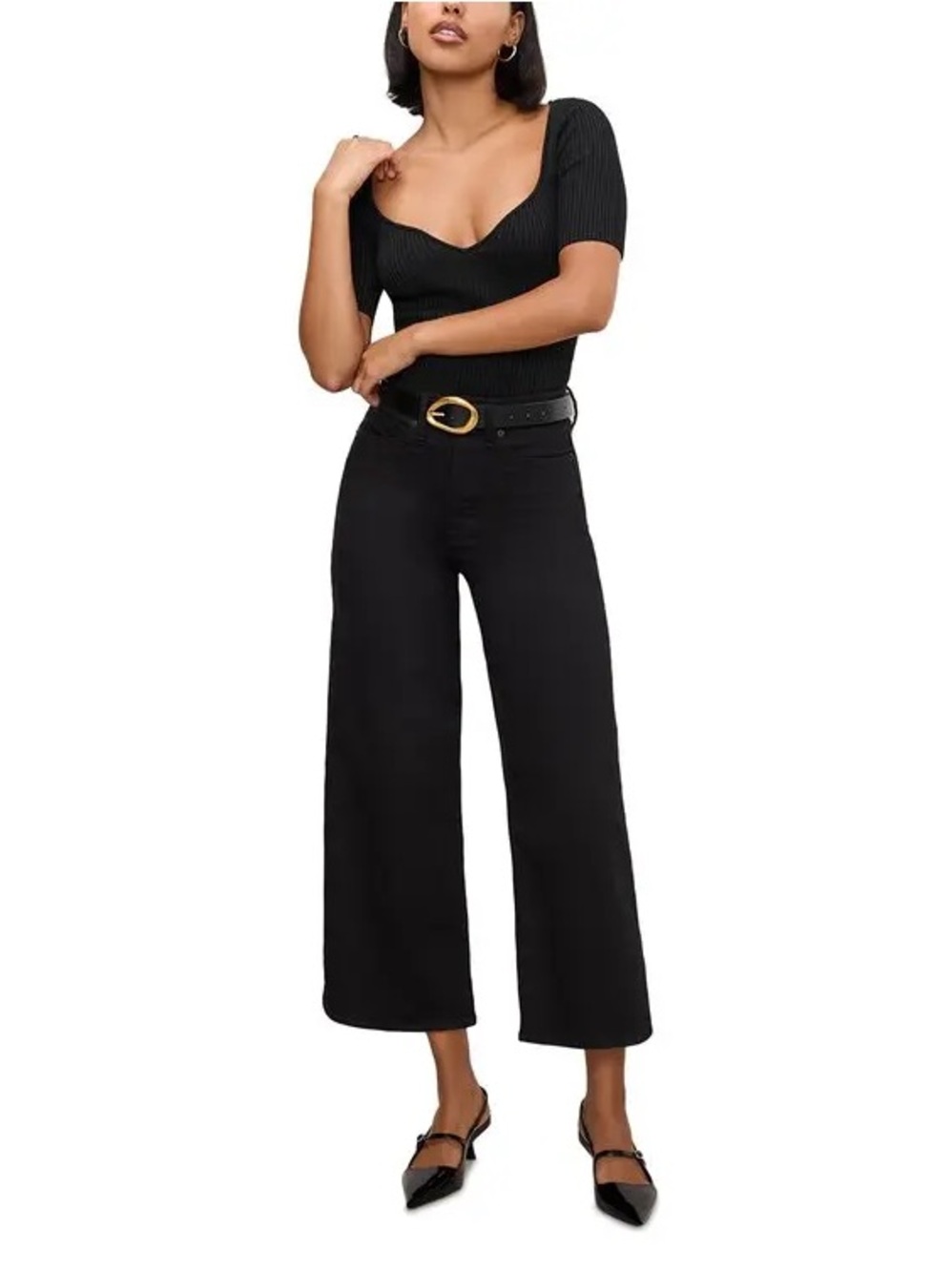 The Good American Good Waist Palazzo Cropped size 8  retail $149